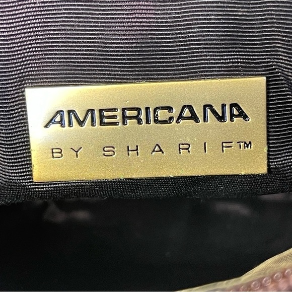 Americana by Sharif Crossbody Purse Handbag Black Leather And Fabric USA Made - Picture 8 of 10